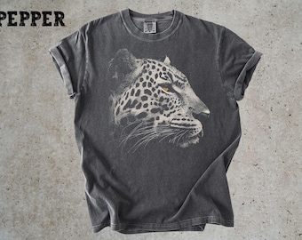 Comfort Colors 1717 Leopard Graphic Tee, Minimalist Wildlife Shirt