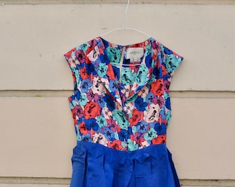 Silk Floral and blue Dress