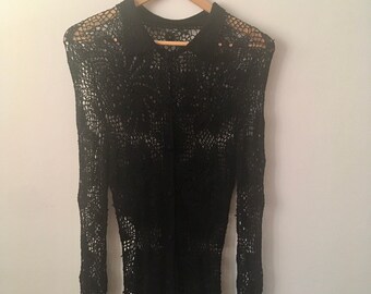 black crochet blouse