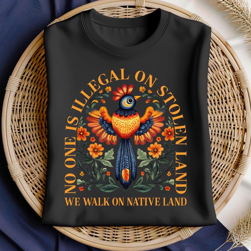 No Human Is Illegal on Stolen Land Shirt, Immigrant Shirt, Human Rights Activism Tee, Anti Racist Protest Tee, Social Justice Activism Gift