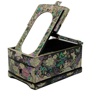 FEBMT Korean Vintage Mother of Pearl Jewelry Box with Mirror for Mom Wife Sister – Birthday Christmas Graduation Anniversary Gift