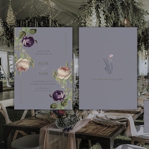 Alternatives Canva-Vorlagenpaket für Hochzeitseinladungen | Digitales Gothic Floral RSVP, Menü & Editierbares Einladungsset | Bis dass der Tod uns scheidet Design