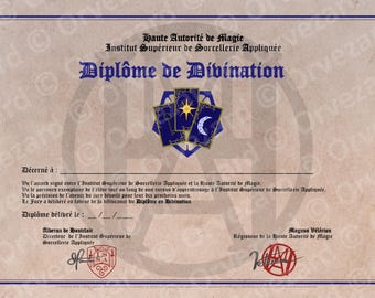 Diplôme de Divination (Diplôme magique imprimable)
