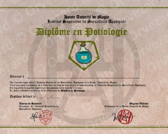 Diplôme en Potiologie (Diplôme magique imprimable)