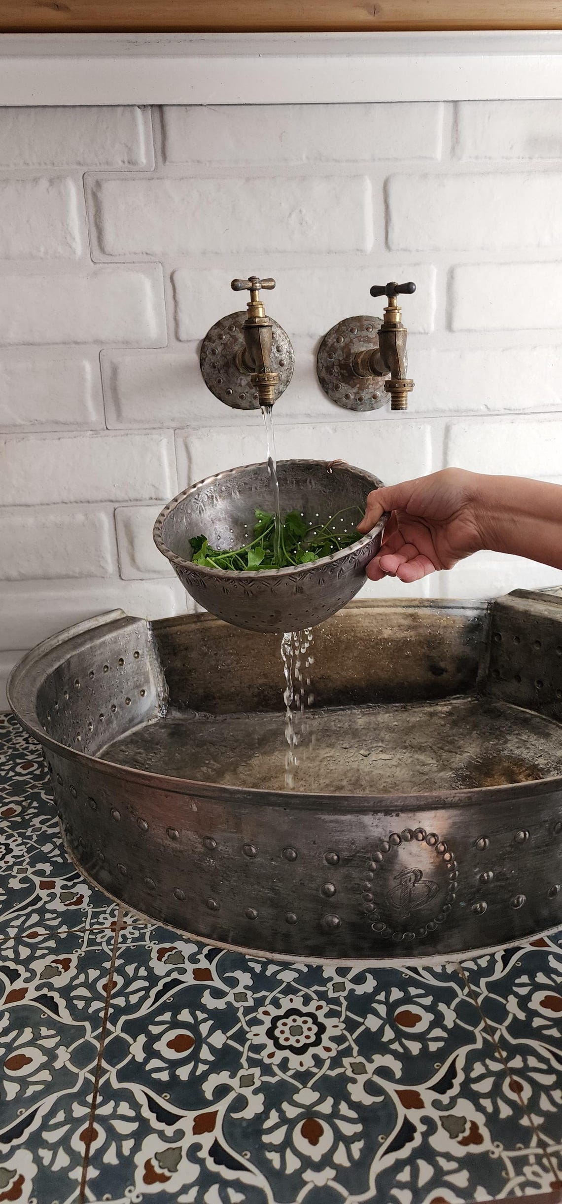 Rice Washing Colander, Handmade Copper Rice Strainer: Farmhouse Kitchen ...