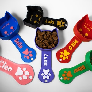 Custom Cat Food Scoop Pet Food Dispenser Cat Measuring Cup Personalized Pet Accessories Gift Idea