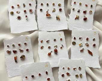 Baltic Amber Sterling Silver Stud Earrings Set – 10 Mix & Match