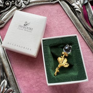 Broche Ancienne Vintage Cristaux Rose - Métal Blanc, 1998, Parfait état