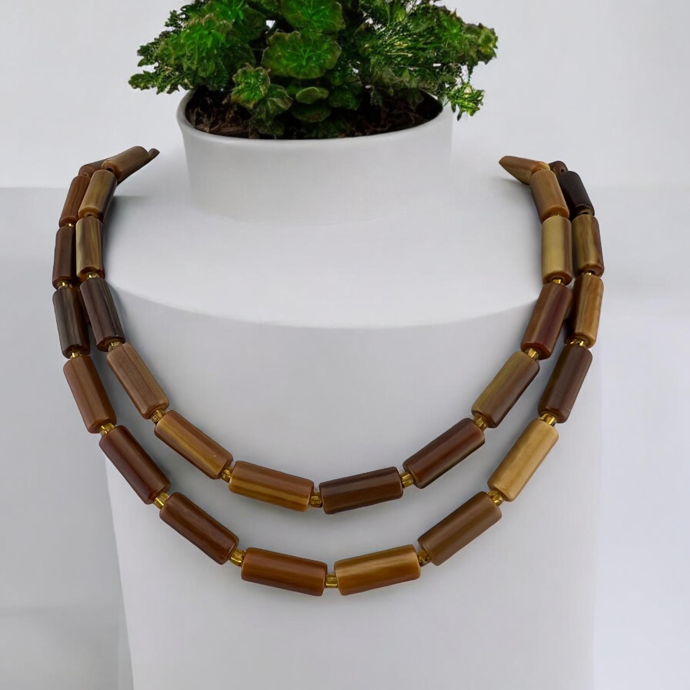 Collier Ancien En Perles De Bakélite ART DÉCO - 50,4g, Longueur 61-65 Cm