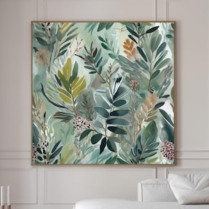 Printable Abstract Floral Art Print, Native Australian Gum Leaf, Flora Wall Art, Botanical Wall Art, Painting Digital Art Download