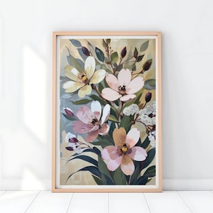 Printable Abstract Floral Art Print, Native Australian Gum Leaf, Flora Wall Art, Botanical Wildflower, Painting Digital Download