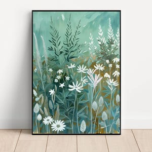 Printable Abstract Floral Art Print, Native Australian Gum Leaf, Flora Wall Art, Botanical Wildflower, Painting Digital Download