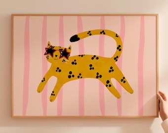 Leopard Print – Pink Striped Nursery Wall Art