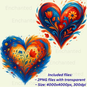 Valentine’s Day Floral Heart PNG | Vibrant Colorful Love Clipart | Romantic Heart Design for T-Shirts, Mugs, Cards, Crafts commercial use