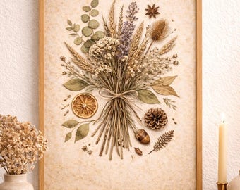 Vintage Dried Botanicals Printable | Antique Herbarium Style | 19th Century Botanical Art | Digital Download