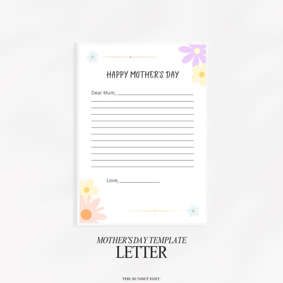 Printable Mother's Day Template | Craft for Kids | Gift for Mum ...