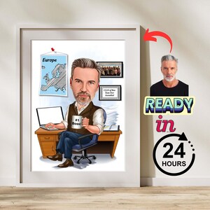 Retirement Gift for Men, Male Retirement Caricature from Photo, Funny Retirement Gift Ideas, Funny Retirement CartoonPortrait Draw