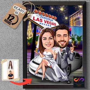 Caricatura de casamento – Desenho personalizado de noivos a partir de foto, presente de casamento exclusivo, casal engraçado, foto de desenho animado, casamento e carro