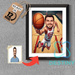 Custom Chicago Bulls Basketball Player Caricature Portrait (Digital Download)