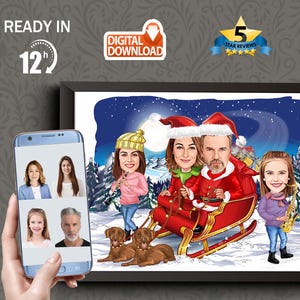 Christmas Caricature for Couples | Order Christmas Caricature | Custom Caricature Art