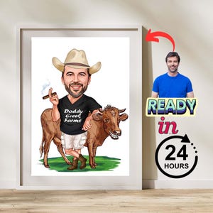 Custom Farmer Cartoon Portrait, Farmer Caricature, Farmer Gift, Farmer Cartoon, Farmer Caricature from Photo, Funny Farmer Caricature