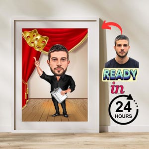 Personalized Magician Caricature Drawing, Cartoon from Photo, Custom Portrait Drawing, Digital Art, Bobblehead, Gift for Him