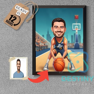Custom Basketball Player Caricature: Utah Jazz Cartoon Portrait (Digital Download)