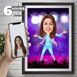 Custom Dancing Caricature: Personalized Dancing Portrait Illustration, Bespoke Dancing Art, Unique Gift for Her, Vibrant Custom Cartoon