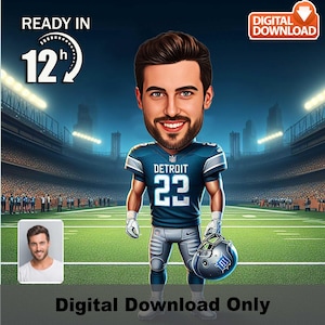 Custom Sports Caricature Portrait from Photo: Funny Gift (Digital Download)
