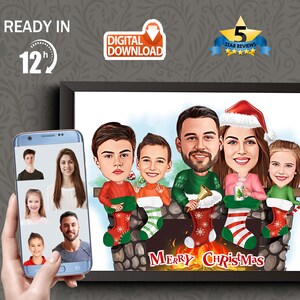 Personalizowany rysunek z kreskówki świątecznej, spersonalizowana karykatura Noela, prezent świąteczny, sztuka cyfrowa, spersonalizowany portret z kreskówki, bobblehead