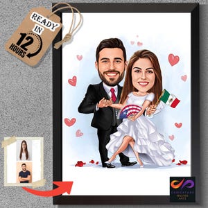 Caricatura de casamento – Desenho personalizado de noivos a partir de foto, presente de casamento exclusivo, casal engraçado, foto de desenho animado,