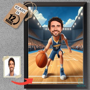 Custom Basketball Player Caricature Portrait: Funny Cartoon Drawing (Digital)