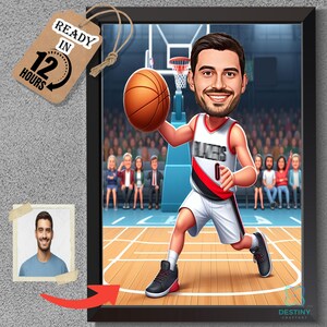 Custom Basketball Player Cartoon Portrait: Portland Trail Blazers Caricature (Digital Download)