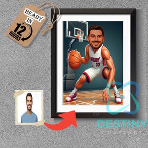 Custom Basketball Player Cartoon Portrait: Funny Caricature Gift (Digital Download)