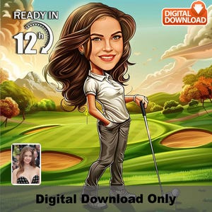 Benutzerdefinierte Golfspieler Karikatur Porträt: Lustiges Geschenk (Digitaler Download)