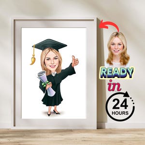 Custom Graduation Cartoon Portrait, Graduation Portrait, Graduation Gift, Graduation Cartoon, Graduation Caricature, Caricature from Photo