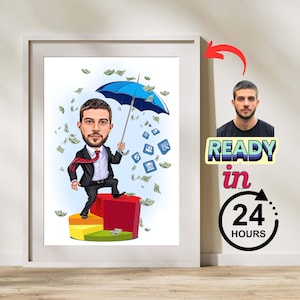 Custom Boss Caricature: Personalized Businessman Cartoon (Digital Download)