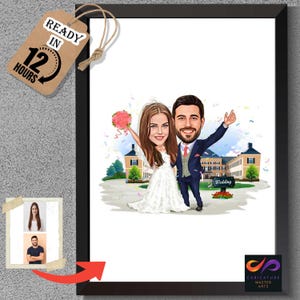 Caricatura de casamento – Desenho personalizado de noivos a partir de foto, presente de casamento exclusivo, retrato engraçado de casal, foto de desenho animado,