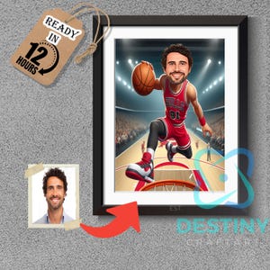 Custom Chicago Bulls Cartoon Portrait: Funny Basketball Player Caricature (Digital Download)