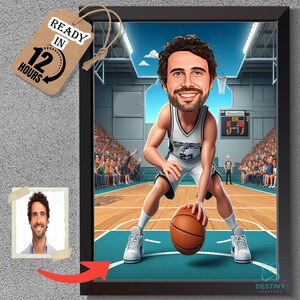 Custom Basketball Player Caricature Portrait: San Antonio Spurs Gift (Digital Download)