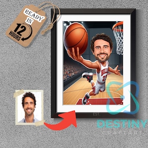 Custom Basketball Player Caricature: Chicago Bulls Cartoon Portrait (Digital Download)