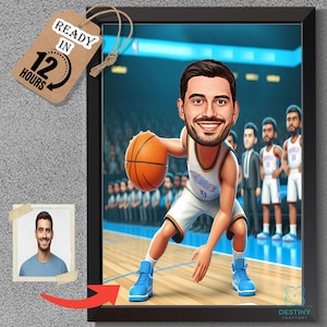 Custom Basketball Player Caricature Portrait: Oklahoma City Thunder Gift (Digital Download)