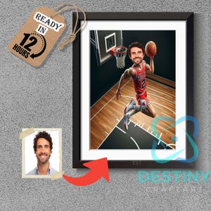 Custom Chicago Bulls Caricature Portrait: Funny Basketball Gift (Digital Download)