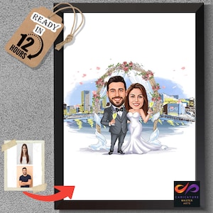 Caricatura de casamento – Desenho personalizado de noivos a partir de foto, presente de casamento exclusivo, casal engraçado, foto de desenho animado,
