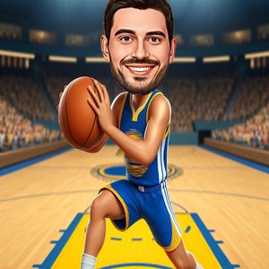 GoldeN State Warriors Player Cartoon Portrait Custom Funny Basketball Player Caricature Drawing from Photo Pictures Gift for Basketball