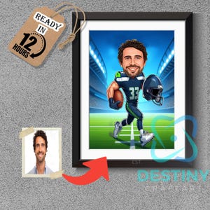 Pittsburgh Steelers American Football Drawing Football Player Caricature from Photo Football Cartoon Portrait Funny Football Gift