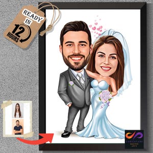 Caricatura de casamento – Desenho personalizado de noivos a partir de foto, presente de casamento exclusivo, retrato engraçado de casal, foto de desenho animado,