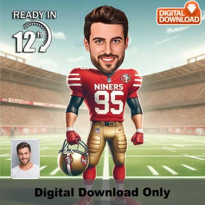 Custom Goalkeeper Caricature Portrait: Sports Fan Gift (Digital Download)