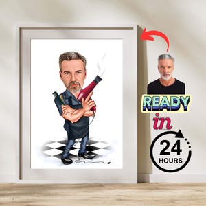 Personalized ,Barber Cartoon Portrait, Custom Barber ,Caricature Drawing from Photo, Funny Barber Caricature, Gift for Barber