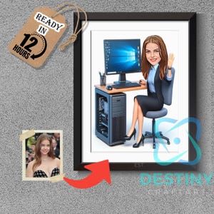 Custom Cartoon Girl Portrait, Digital Caricature Art, Gamer Girl Illustration, Cute Profile Picture, Twitch Avatar, Anime-Style Digital